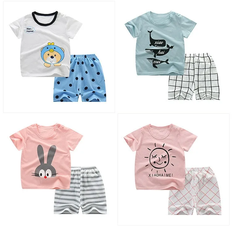 2pcs Kids Boy Clothes Sets Age 2 3 4 Summer Children Short Sleeve Tshirts+shorts Clothing Suit Infant Girl Tracksuit Newborn Set baby girl cotton clothing set