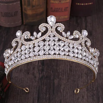 

High Fashion Rose Gold Red Blue Shining Crystal Headbands Tiaras Crown Princess Bride Noiva Wedding Party Hair Accessories