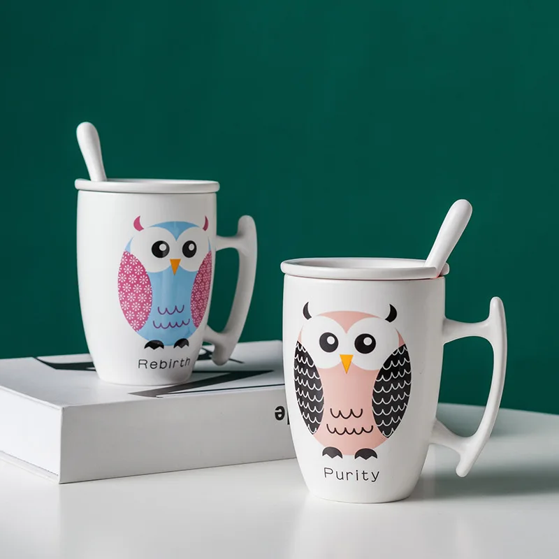 Color owl coffee Mug 350ml,Novelty Birthday Gifts Mugs Office coffee cup Drinkware,Cute Cartoon Coffee Milk Tea Cup