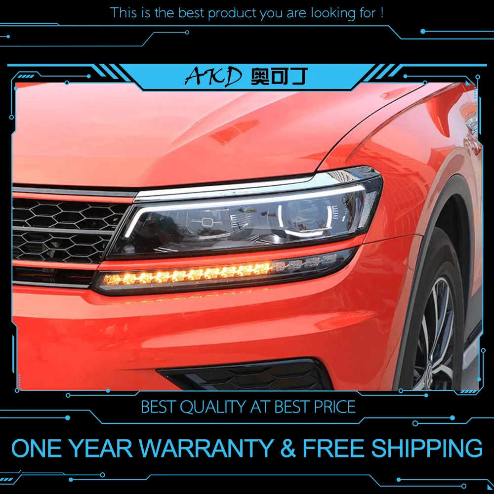 Online AKD tuning autos Scheinwerfer Für VW Tiguan L 2017 2018 Scheinwerfer LED DRL Lauf lichter Bi Xenon Strahl Nebel lichter engel augen Auto