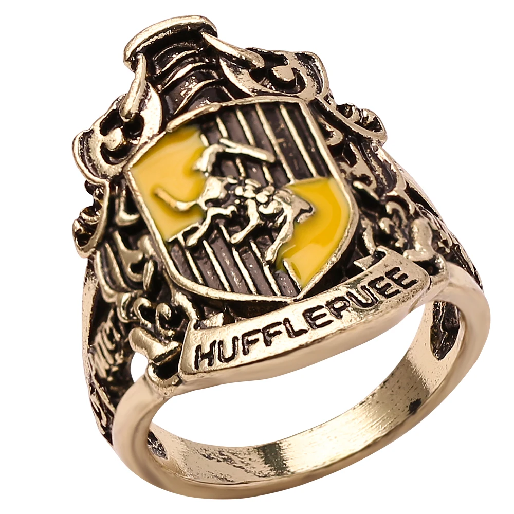 Магическое школьное кольцо Хогвартс Гриффиндор Ravenclaw Hufflepuff школа Слизерин Логотип кольца для мужчин значок Косплей подарки аксессуары - Цвет основного камня: jz304