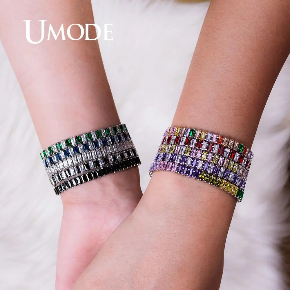 UMODE 2019 Хрустальный Теннисный браслет с цирконием для женщин белый золотой цвет