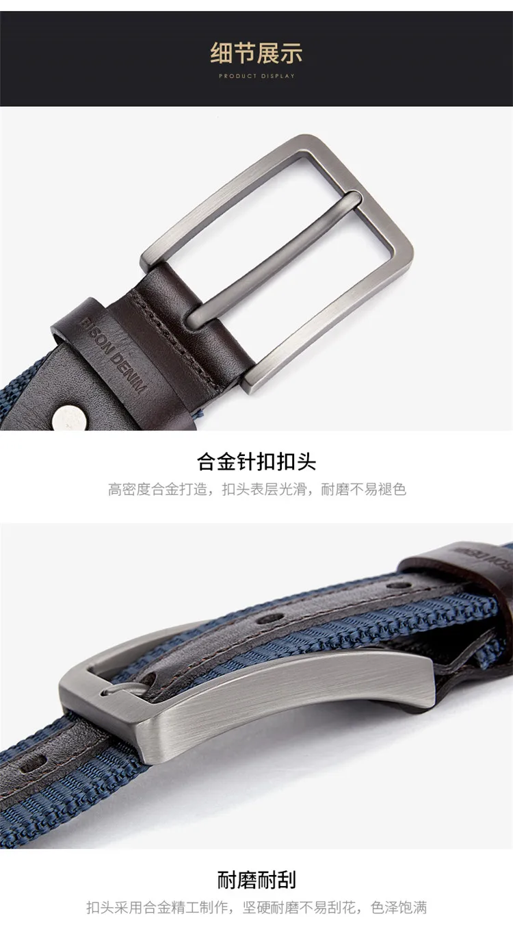 branded belt for men BISN DENIM High Quality Men Belt Luxury Strap Tactical Military Canvas Waistband Genuine Leather Training Belt Pin Buckle Belt men's belts