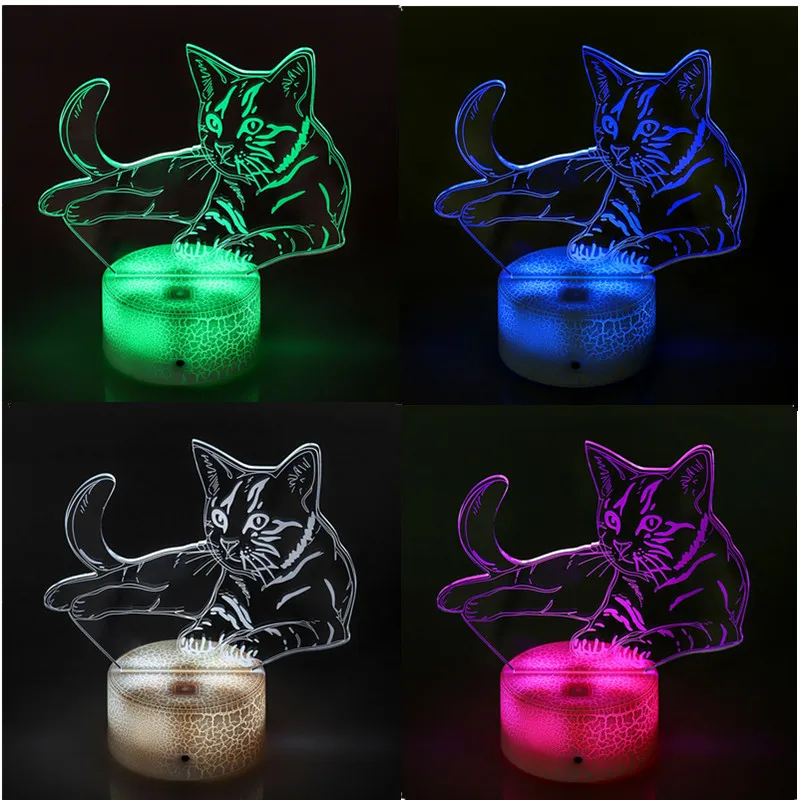

3D LED Night Light Alert Cat with 7 Colors Light Home Decoration Lamp Amazing Visualization Illusion gift Cat Led Night Light