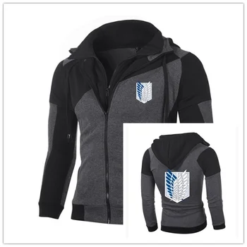 

Spring Autumn Fashion Sweatshirt Anime Attack on Titan Wings Cosplay Double Zipper Hoodie Men Cotton Cosplay Jacket
