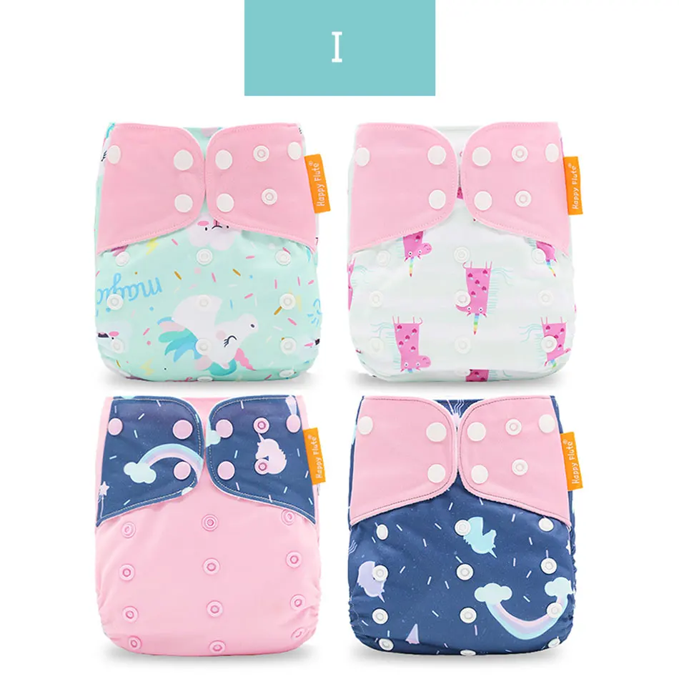 I only diaper Happyflute 4 шт./компл. моющиеся экологически чистые тканевые подгузники; регулируемый пеленки Многоразовые подгузники из ткани подходит 0-2years, на Возраст 3-15 кг для малышей - Цвет: I only diaper