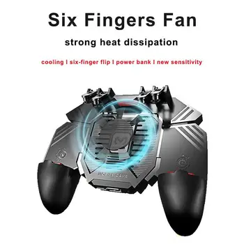 

AK77 Six Finger Cooling Fan Mobile Game Controller Trigger Shooting Joystick Gamepad Mobile Phone Radiator Handle for PUBG