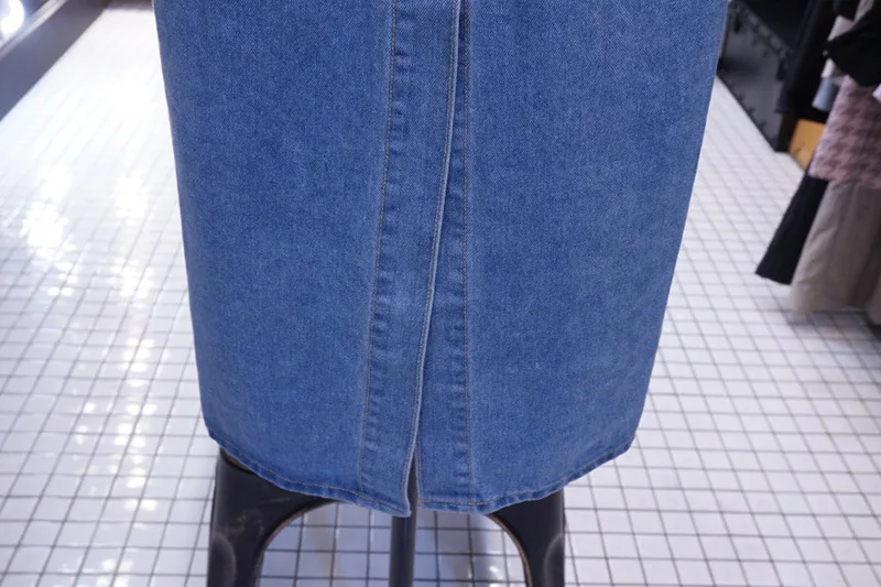 Primavera e Outono Fina sobre o Joelho Coreano Nova Divisão Camisa Jeans Vestido Feminino Cintura Apertada Midi 2021 13 2021 primavera e outono coreano nova divisão