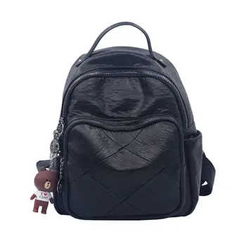 

2020 New Soft Pu Leather Backpack Women Black Small Leisure Lightweight Back Pack Female Bagpack for Teenagers Girls