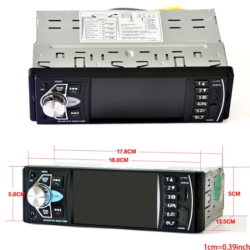 4,1 дюймов 1 Din hd автомобильный стерео радио Bluetooth MP3 MP5 плеер Поддержка USB/FM/TF