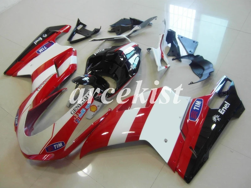 white Инъекций ABS Полный обтекатели комплект подходит для поездок на мотоцикле DUCATI 848 evo 1098 1198 1098S 2007 2008 2009 2010 2011 2012 тела комплект одежды с цифрами 21 - Цвет: white
