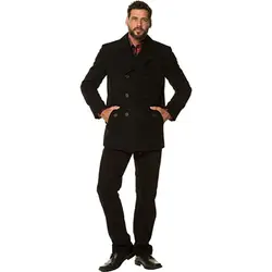 New Arrival Notch Lapel Design Men's Black Coat Custom Made Double Breasted Fashion Wool Blend Warm Suits Skinny Just One Jacket