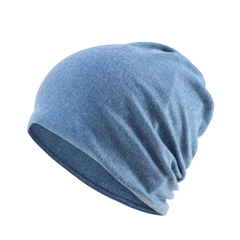 Мужские/женские весенние и осенние вязаные шапки зимние однотонные хеджирующие Спортивная Кепка тонкая ветрозащитная мягкая модная шапка бини - Цвет: Небесно-голубой
