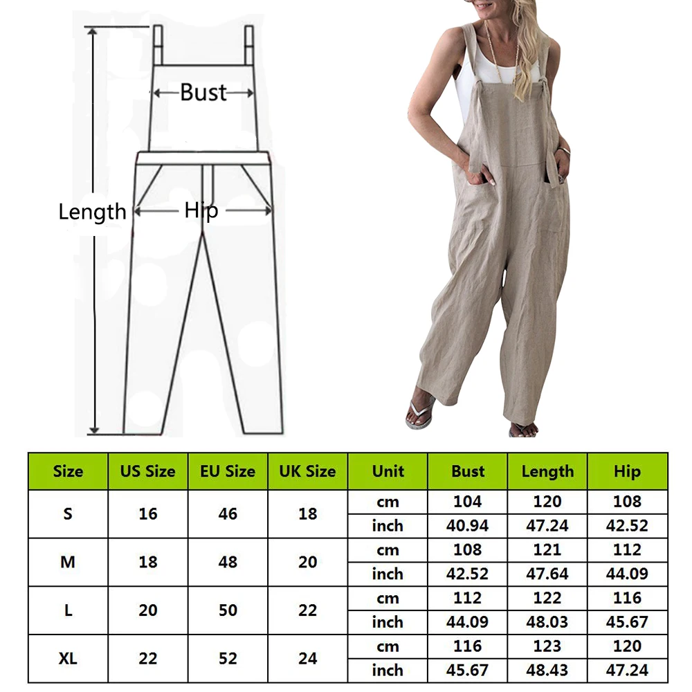 Cysincos 2019 женский комбинезон, комбинезон на бретельках, однотонный просторный повседневный комбинезон, брюки из гарема, Широкие пляжные