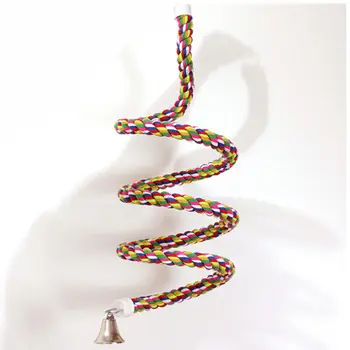 

New Arrival Bird Perch Toy Parrot Cotton Cloth Rope Chewing Bar Cage Stand Spiral withBell Best