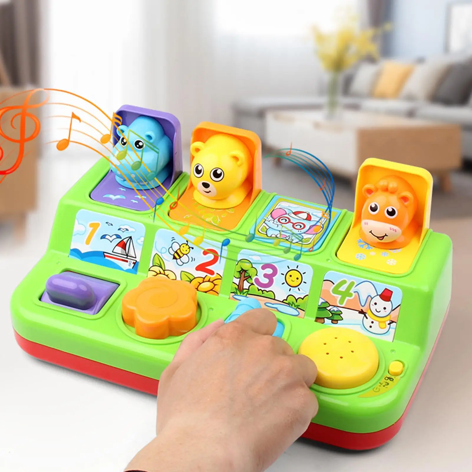 Cute Educational Interesting Practical Attractive Cartoon Animal Shape Peekaboo Pop-Up Interactive Toy with Music Kids Gift