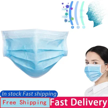 

3ply 50pcs 100pcs Meltblown Anti Pollution Disposable Laye Hygiene Face Dust Fabric Mask masque Facemask Mouth Cap Filter 50 pcs
