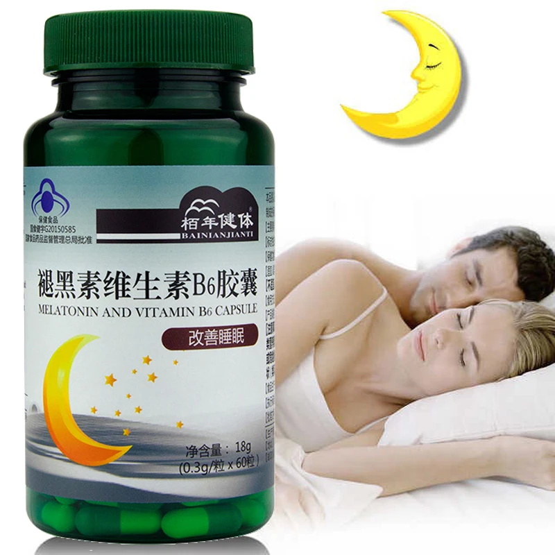 

150MG*80pcs/bottle Melatonin Vitamin B6 Capsules Sleeping Pills To Get Sleeping Well and Help Sleeping for Body