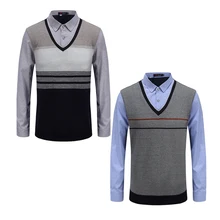 Свитер Мужская одежда пуловеры с v-образным вырезом с длинным рукавом вязаный зимний теплый свитер