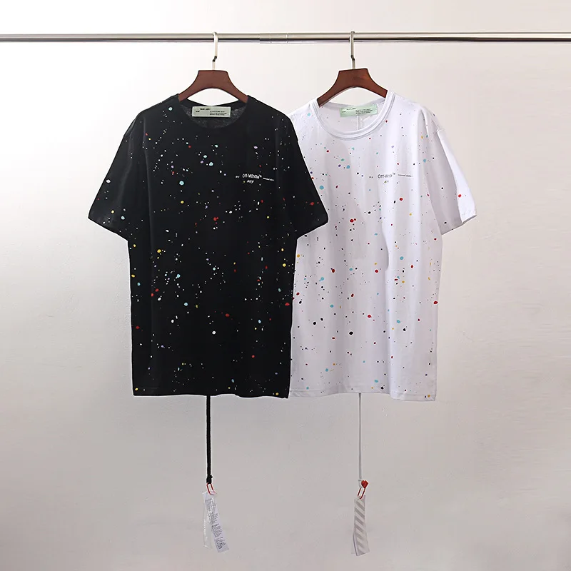 

Hot Selling Supply of Goods Europe And America Summer Popular Brand off Color Star Splash Printed Men And Women Couples Short Sl