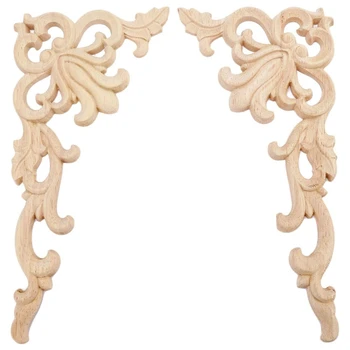 

4Pcs European Floral Craft Furniture Decorative Carved Applique Wood Modern Wall Frame Corner Door