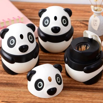 

Cute cartoon toothpick box bearcat automatic toothpick container creative home plastic toothpick bottle table Decoration