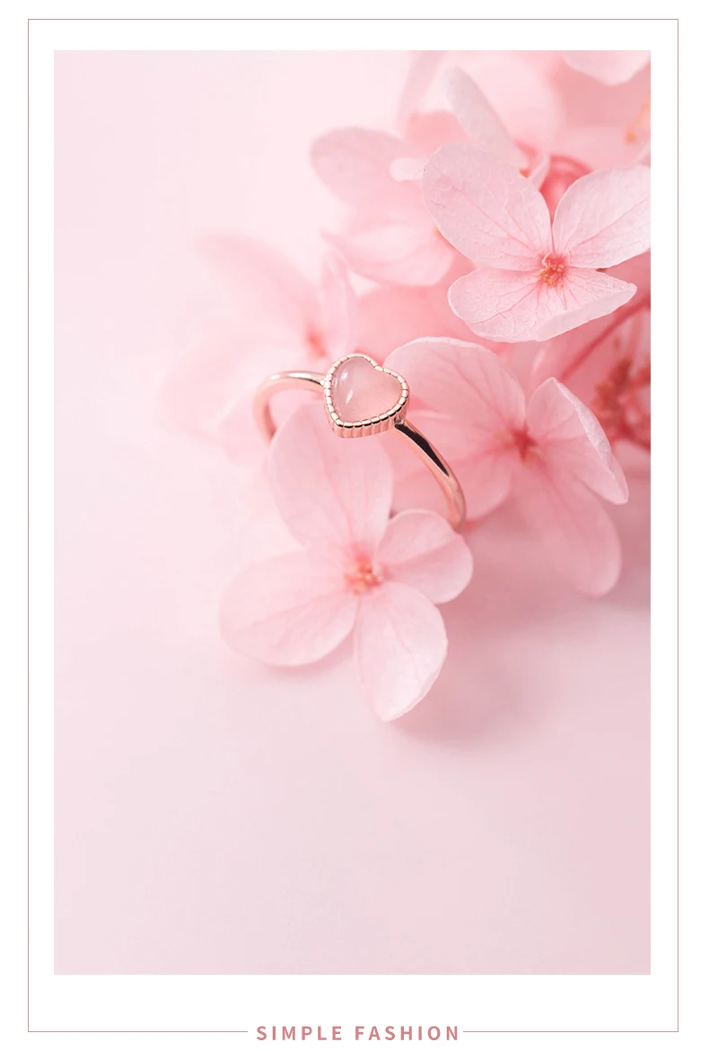 Modian Romantic Pink Opal Hearts Elegant Rose Gold Color Open Adjustale Rings for Women Fashion Fine Jewelry Valentine's Gift Modian Romantic Pink Opal Hearts Elegant Rose Gold Color Open Adjustale Rings for Women Fashion Fine Jewelry Valentine's Gift