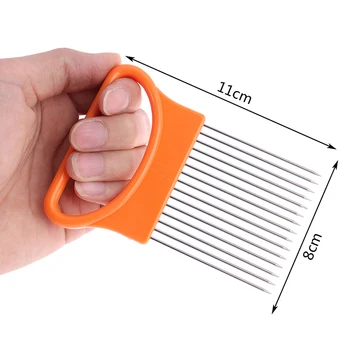 

New 1PCS Multi-purpose Onion Cutter Stainless Steel Plastic Vegetable Slicer Meat Needle Random Color