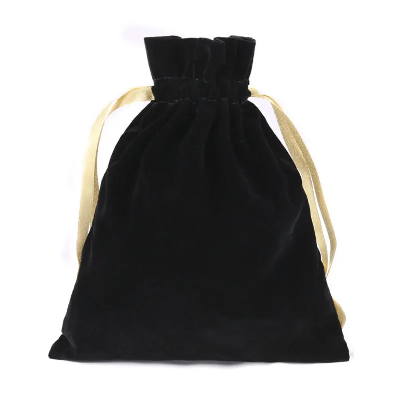  Black String Cosmetic Bag Flocking Fabric Pocket Portable Drawstring Storage Bag Bolso Cosmetico