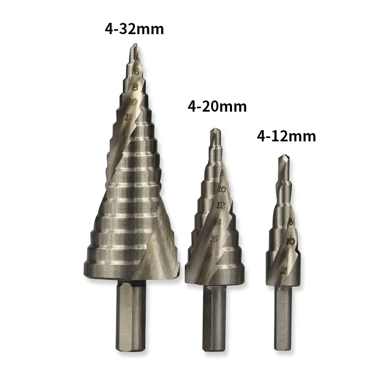 4-32 4-20 4-12мм высокоскоростное стальное ступенчатое сверло для дерева, металла, сверления отверстий, спиральное сверло