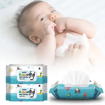

Newborn Cleaning Wipes With Cover 60 Pump Outdoor Hand Wipes Non-woven Baby Cleaning Care Products