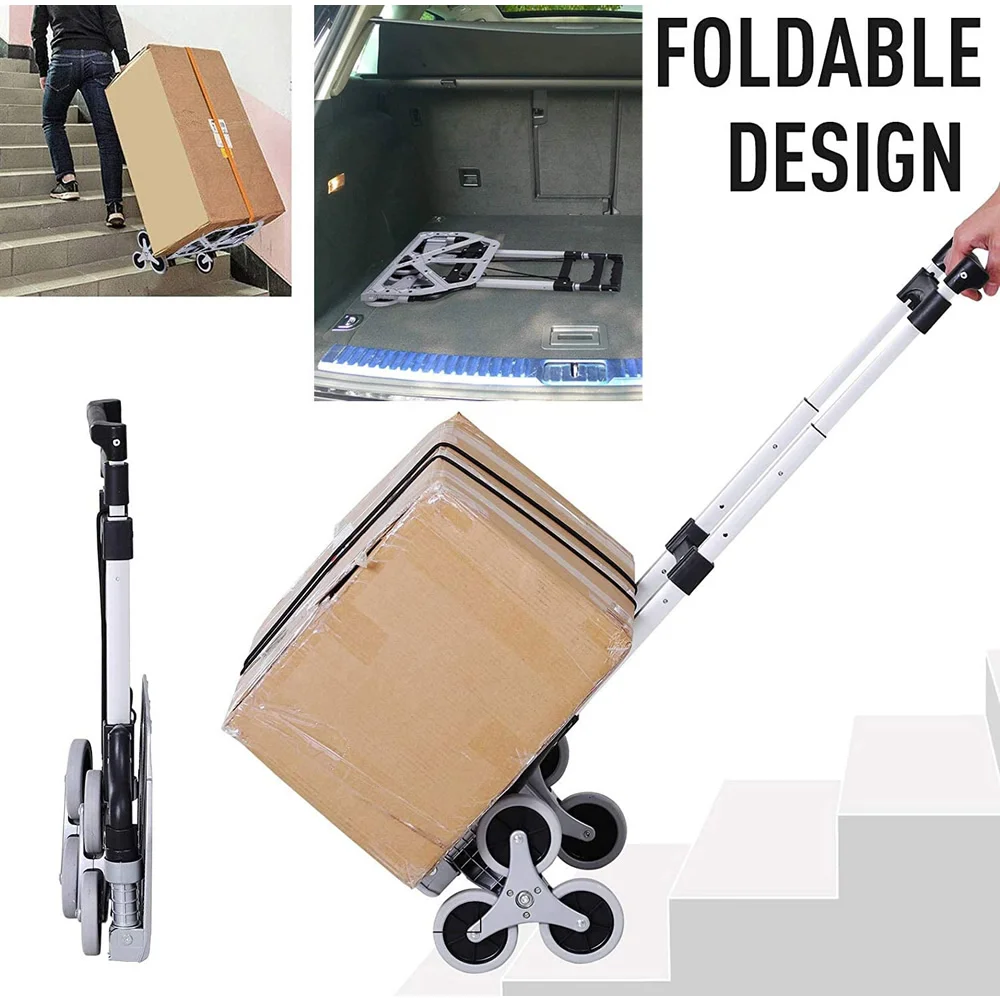 Foldable Handcart PU Wheel Trolley Folding Truck Barrow Cart Travel Luggage Shopping Cart Portable Home Use