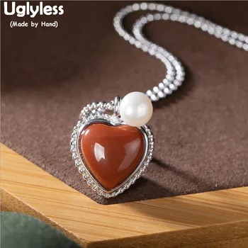 

Uglyless Sweet Heart-shape LOVE Gifts Jewelry Sets for Women Real 925 Silver Balls Chains Necklaces Agate Pearls Bracelets P1025