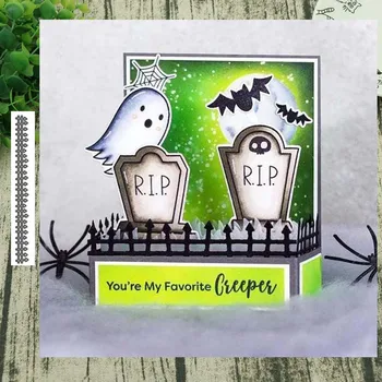 

Halloween Fence Metal Cutting Dies for Scrapbooking Steel Craft Die Cut Embossing Paper Card Album Stencil