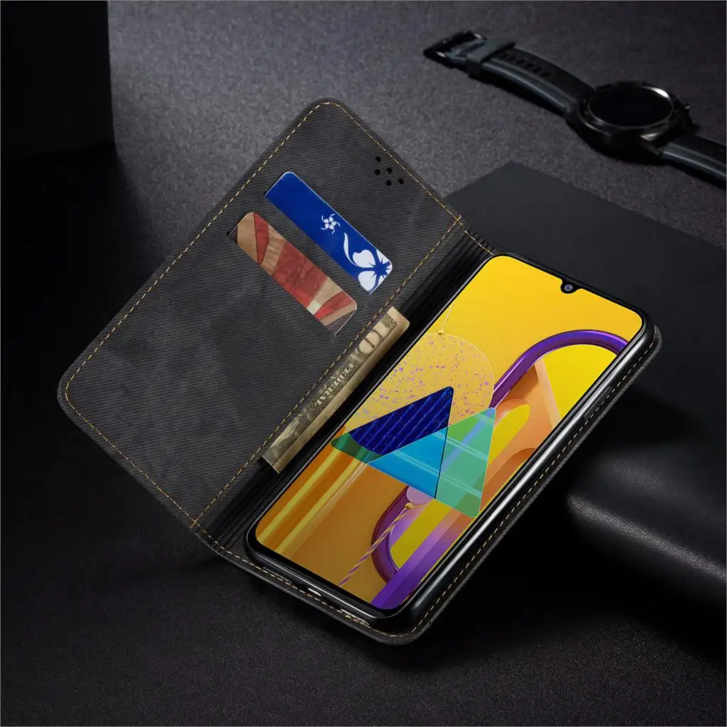 Ретро Кожаный чехол для Xiaomi Redmi Note 7 Note7 Чехол Флип джинсы в полоску чехол для телефона на Xiaomi Redmi Note 7 Чехол