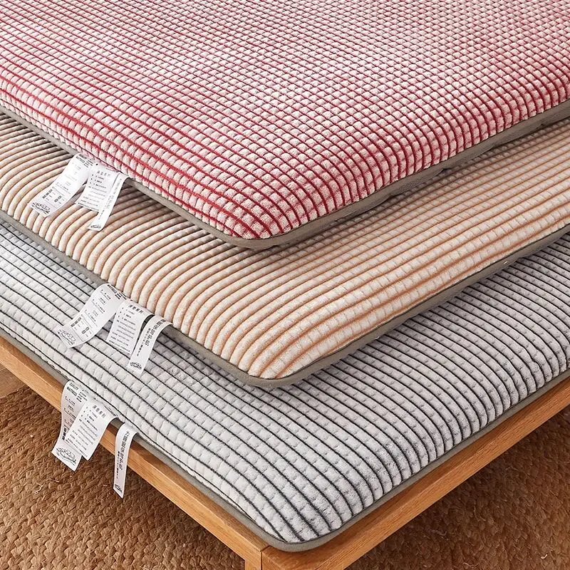 

Foldable Tatami Mattress Thickened Milk Velvet Mattress Cushion Dormitory Flannel Quilt Wool Single Double Non-Slip Bedding
