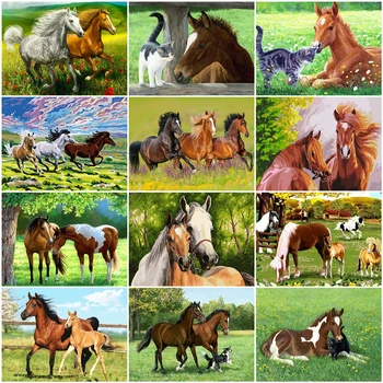 

AZQSD DIY Painting By Numbers Animal Acrylic Paint Unique Gift Coloring By Numbers Horse Picture For Living Room Home Decoration