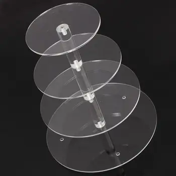 

Transparent Round Acrylic 3/4 Tier Cake Holder Party Cupcake Display Stand Rack Easy to Assemble Flat Pack Easy To Assemble
