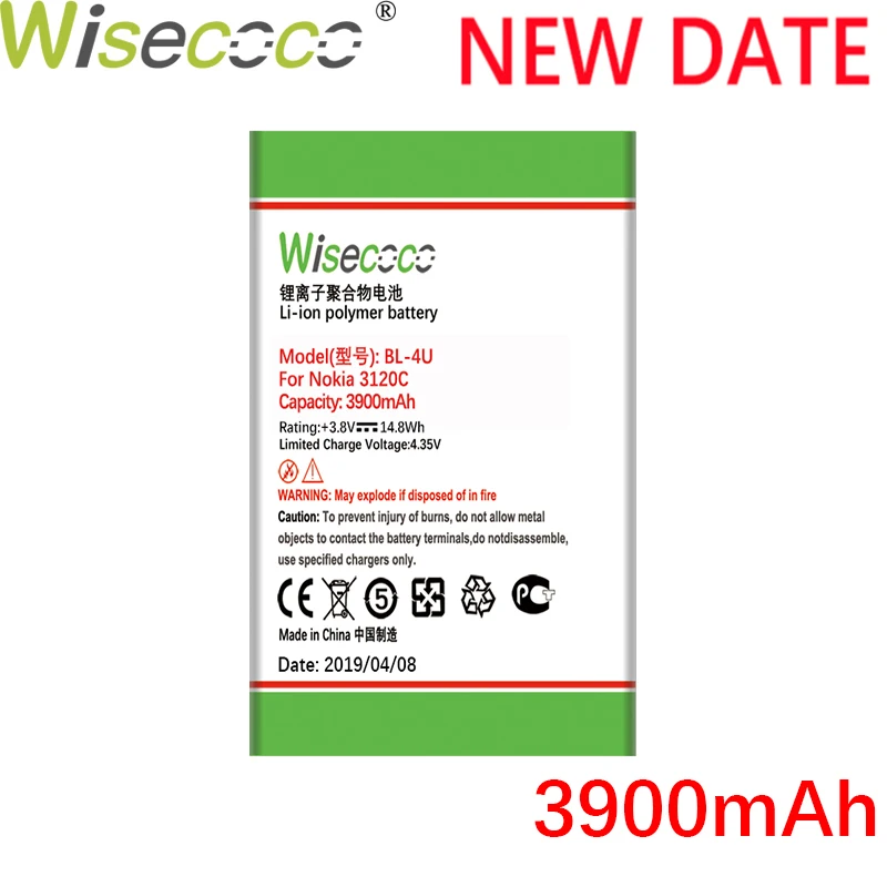 WISECOCO BL-4U 3900 мАч аккумулятор для Nokia BL 4U BL-4U BL4U E66 C5-03 5530 5730 телефон высококачественный аккумулятор