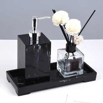 

Cosmetic Organizer Bathroom Tray Home Hotel Modern Simple Storage Holder For Counter Marble Pattern Rectangle Waterproof Resin