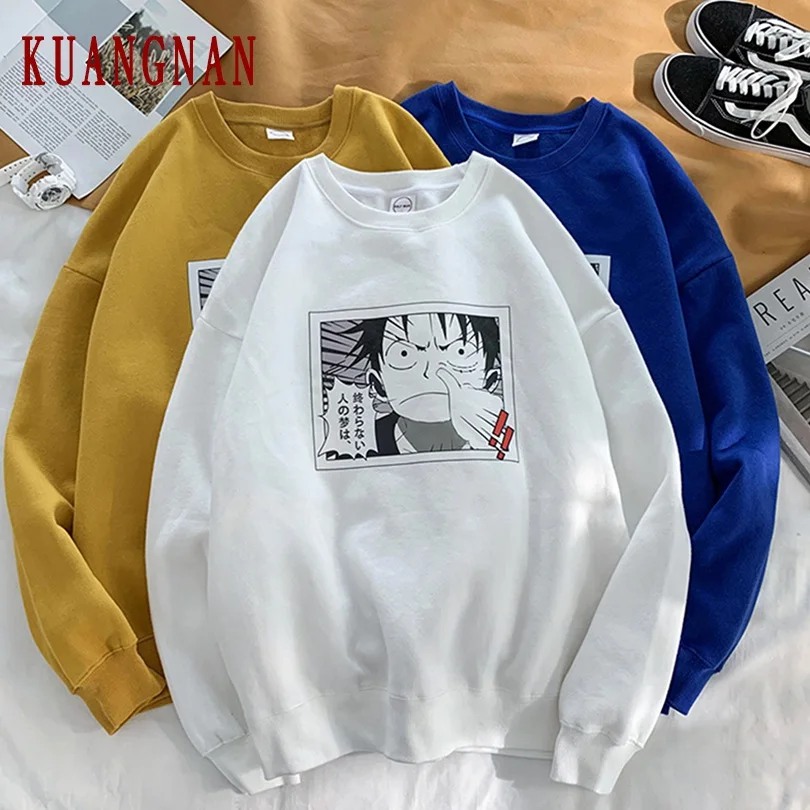 KUANGNAN/цельный свитшот для мужчин Японская уличная Толстовка Harajuku мужские
