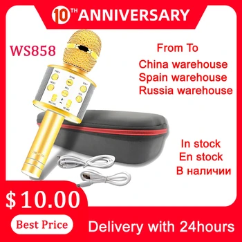 

Free Shipping Russia Stock Ws858 microphone Микрофон Беспроводной Микрофон Караоке For Music Playing Singing Speaker Player