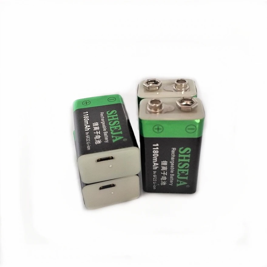 SHSEJA 2 шт. 1180 mаh 9В аккумуляторная батарея 6F22 USB литий-ионный аккумулятор с Micro USB кабель для быстрой зарядки