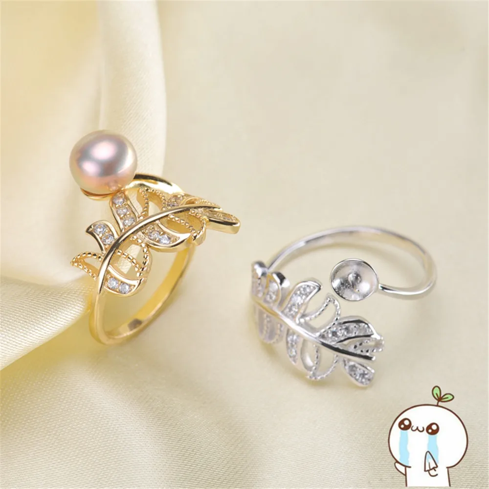 

Classic Rings Resizable Design Rings Base 925 Silver Pearl Rings Settings Women DIY Pearl Rings Accessory No Pearl