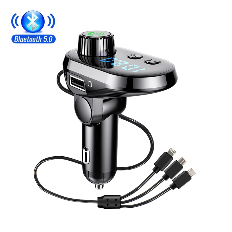 

FM-трансмиттер автомобильный, Bluetooth 5,0, 3 порта USB