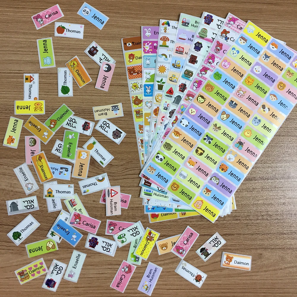 60Pcs 28X13MM Name Stickers Cute Carton Pattern Custom Sticker Children School Stationery Labels Customize Personalized Sticker
