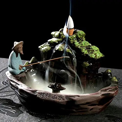 

PHILOGOD Ceramic Incense Burner Guilin Landscape Handmade Backflow Sticks Dual-use Incense Holders Censer