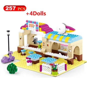 

DIY Bricks City Series Small Town View Assembly Building Block 257pcs Open Air Restaurant Block Puzzle Assembly Toy For children