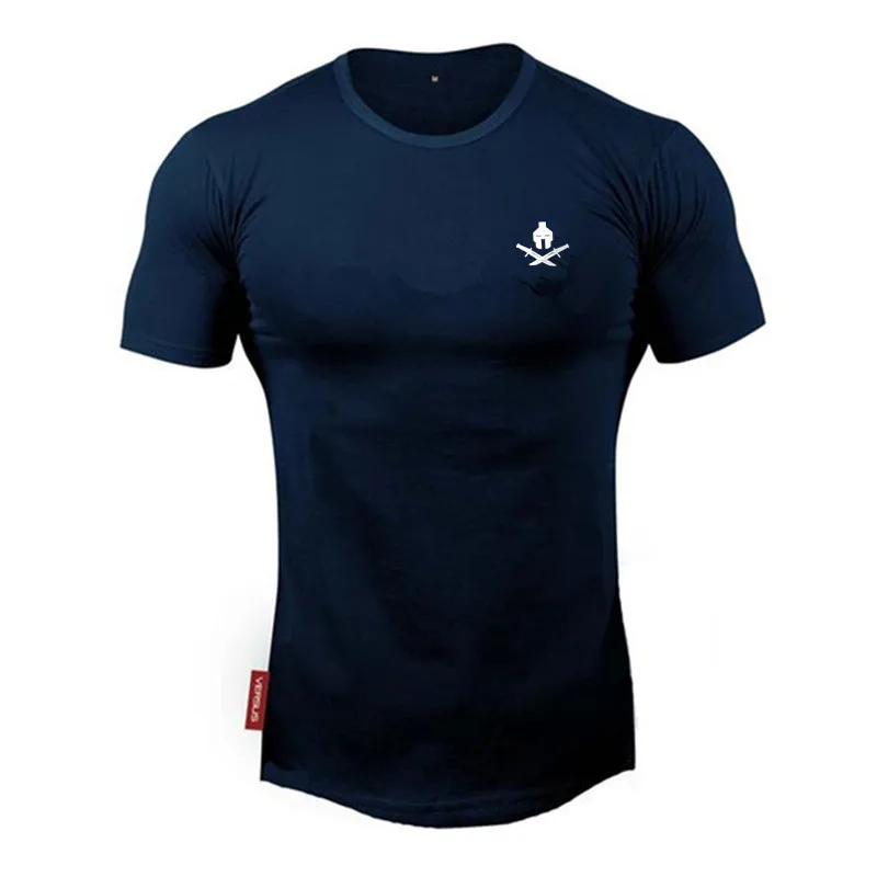 Новая брендовая одежда для фитнеса и бега, Мужская футболка с круглым вырезом, хлопковые спортивные футболки для бодибилдинга, топы для спортзала, Мужская футболка