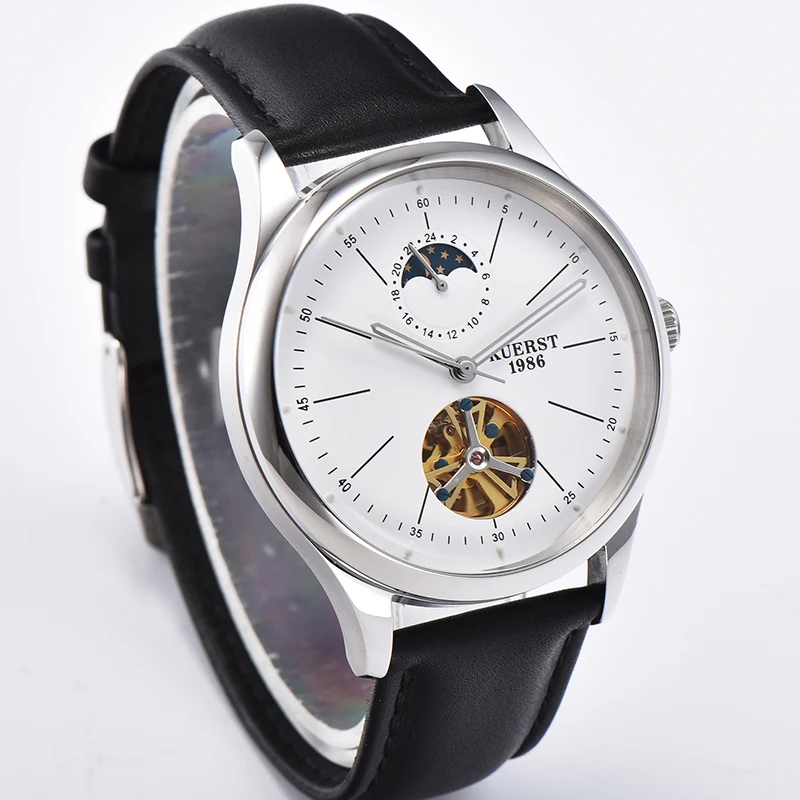 Роскошные KUERST, Мужские автоматические механические часы с Tourbillon скелета, повседневные механические наручные часы, роскошные Брендовые мужские часы - Цвет: 1